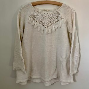 Anthropologie Macrame Tassel Sweater